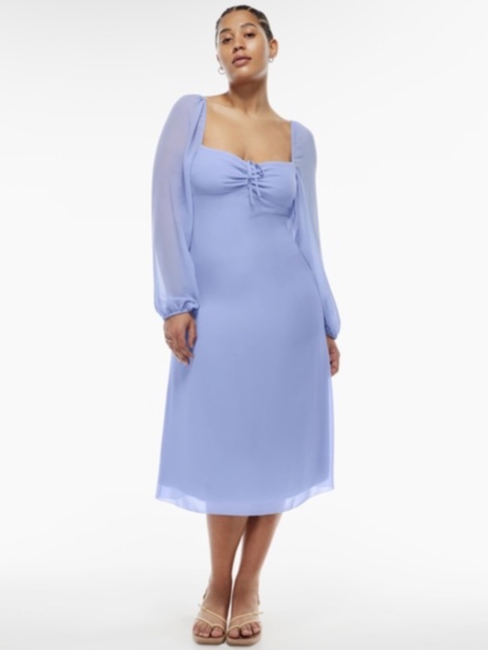 Aritzia Wilfred Jacqueline chiffon long sleeve Midi Periwinkle dress Size small